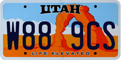 UT license plate W889CS