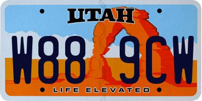 UT license plate W889CW