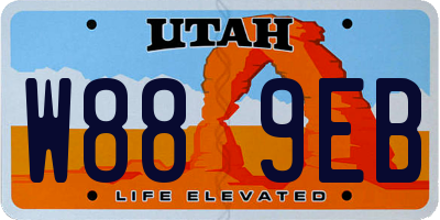 UT license plate W889EB