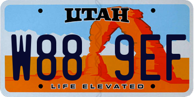 UT license plate W889EF