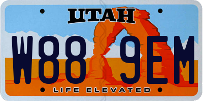 UT license plate W889EM