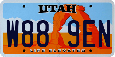 UT license plate W889EN