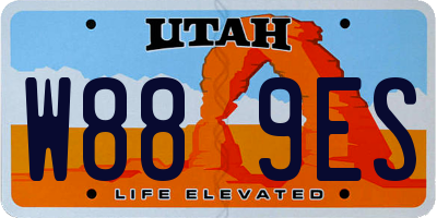 UT license plate W889ES