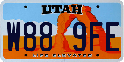 UT license plate W889FE