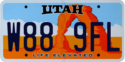 UT license plate W889FL