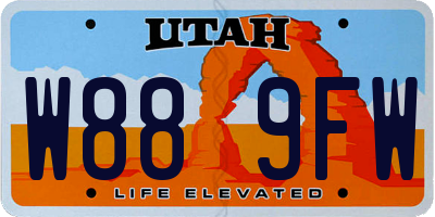 UT license plate W889FW