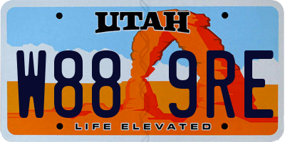 UT license plate W889RE