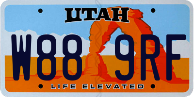 UT license plate W889RF