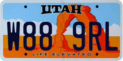UT license plate W889RL