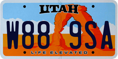 UT license plate W889SA