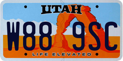 UT license plate W889SC