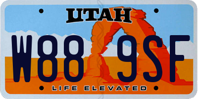 UT license plate W889SF