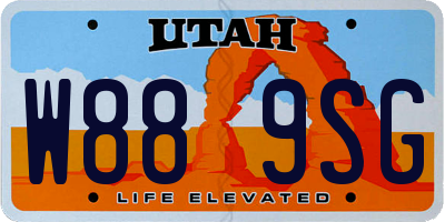 UT license plate W889SG