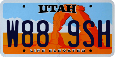 UT license plate W889SH