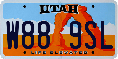 UT license plate W889SL