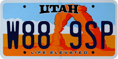 UT license plate W889SP