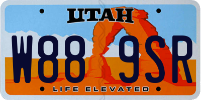 UT license plate W889SR