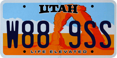 UT license plate W889SS