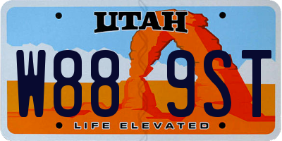 UT license plate W889ST