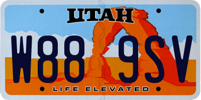 UT license plate W889SV