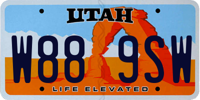 UT license plate W889SW