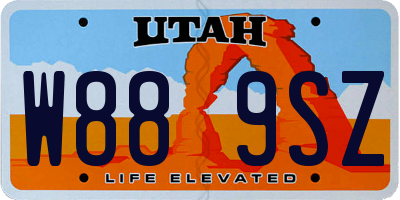 UT license plate W889SZ