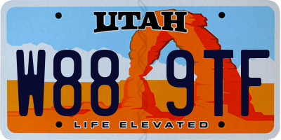 UT license plate W889TF