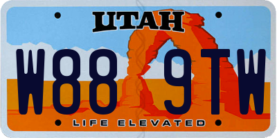 UT license plate W889TW