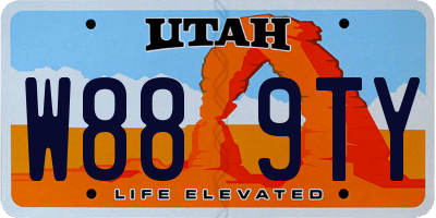 UT license plate W889TY