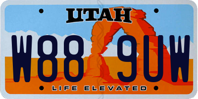UT license plate W889UW
