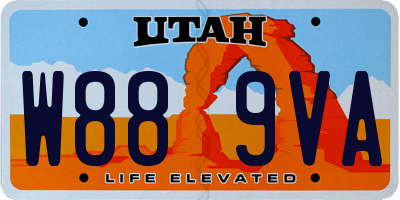 UT license plate W889VA