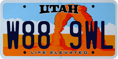 UT license plate W889WL