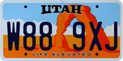UT license plate W889XJ