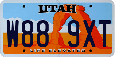 UT license plate W889XT