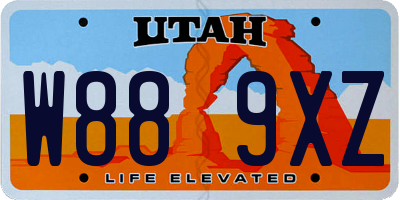 UT license plate W889XZ