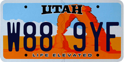 UT license plate W889YF