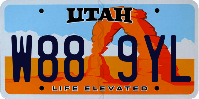 UT license plate W889YL