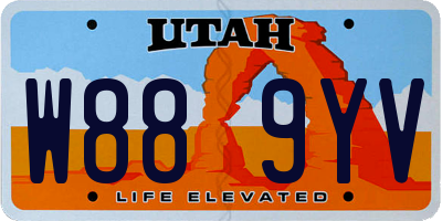 UT license plate W889YV