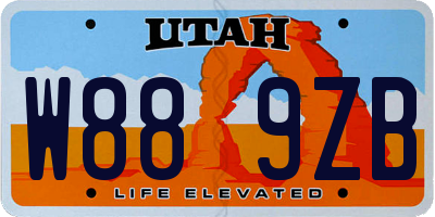 UT license plate W889ZB