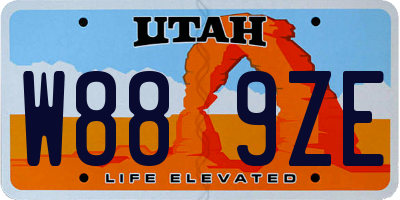 UT license plate W889ZE