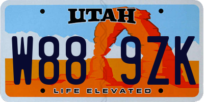 UT license plate W889ZK