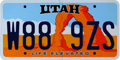UT license plate W889ZS