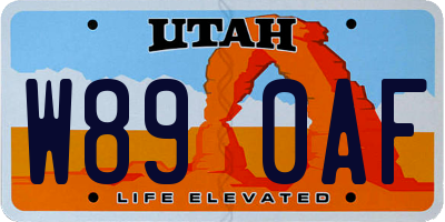 UT license plate W890AF