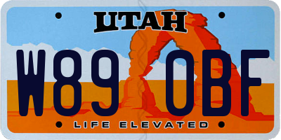 UT license plate W890BF