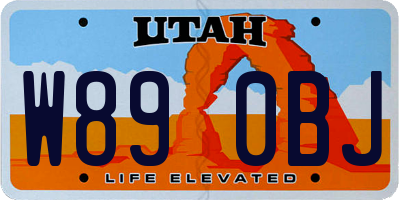 UT license plate W890BJ
