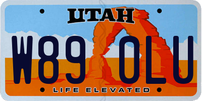 UT license plate W890LU