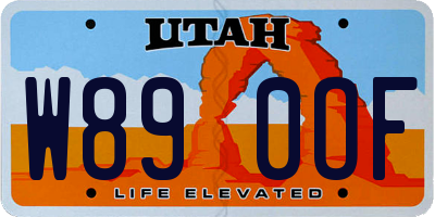 UT license plate W890OF