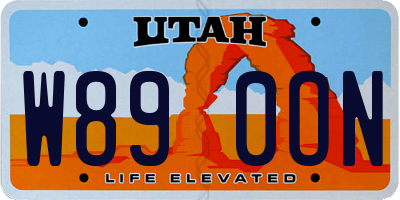 UT license plate W890ON