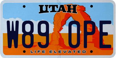 UT license plate W890PE