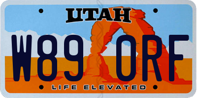 UT license plate W890RF